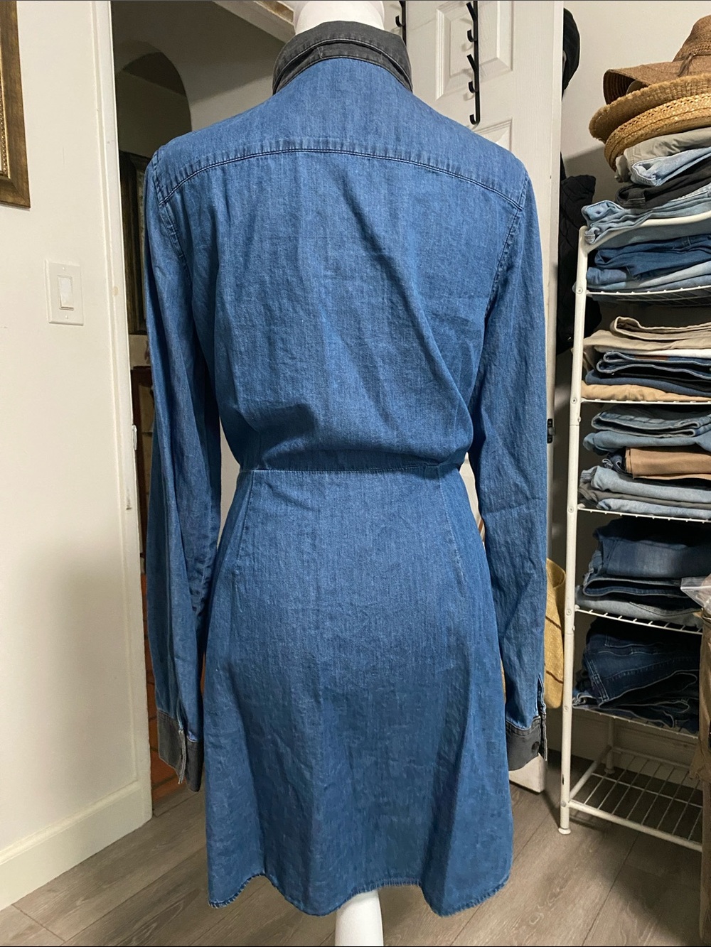 BAILEY/44 Super Soft Denim Tie-Waist Shirt Dress - Blue Size Large! - Picture 7 of 11
